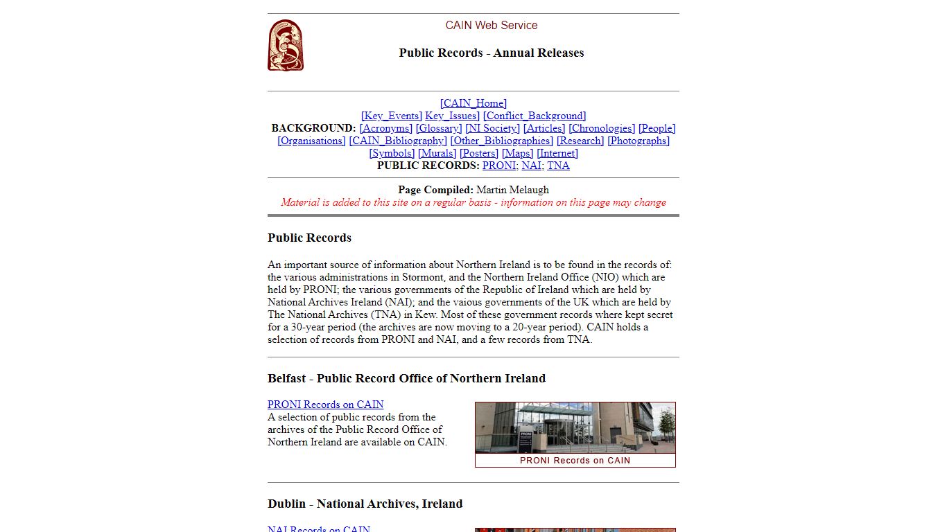 CAIN: Public Records - New Year Releases