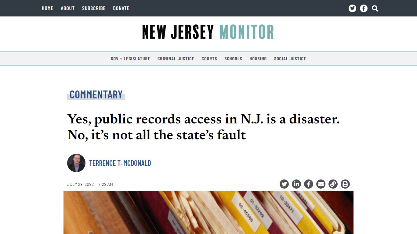 Yes, public records access in N.J. is a disaster. No, it's not all the ...